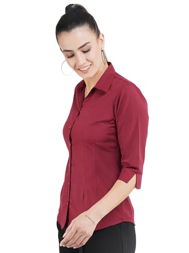 Image of Skyla Women's Cotton Rich Formal Shirt | 3 /4 Sleeve Office Wear | Regular Fit Business Casual Workwear