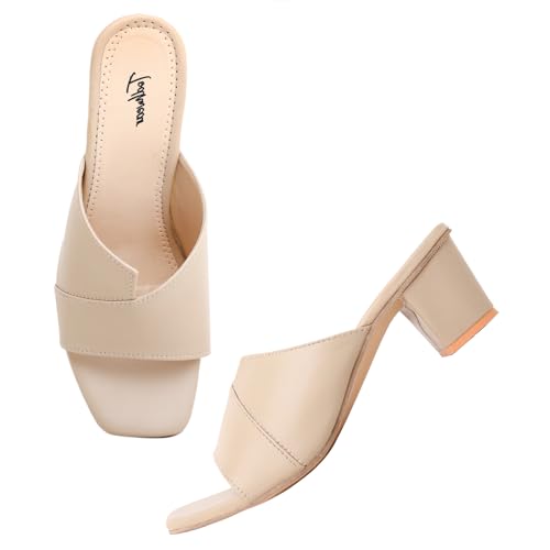 Image of Todhwear Double Cut Heeled Sandals Square Toe Sandals Slip On Block heel | Stylish & Comfortable Open Toe Dress Shoes |