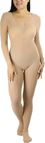 Image of ToBeInStyle Women's Long Sleeve Bodystocking Bodysuit Lingerie Regular & Plus Sizes