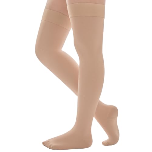 Image of Thigh High Compression Socks Women & Men, 20-30mmHg Thigh High Compression Stockings, Medical Compression Socks with Silicone Dot Band-Best for Varicose Veins, Swelling