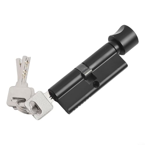 Sleek Design 70mm Aluminum Lock Knob Cylinder Secure Your Doors 3 Keys (Black)