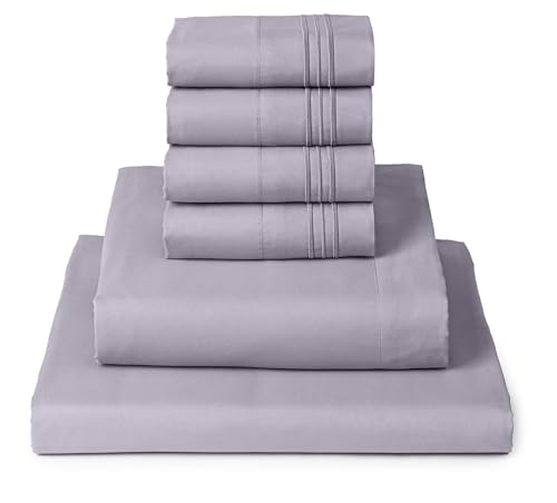Mellanni Queen Sheet Set - 6-Piece Iconic Collection Bedding, (Including 4 Pillowcases), 16-Inch Deep Pocket, Easy Care, Extra Soft, Cooling Sheets, Brushed Microfiber - Lavender
