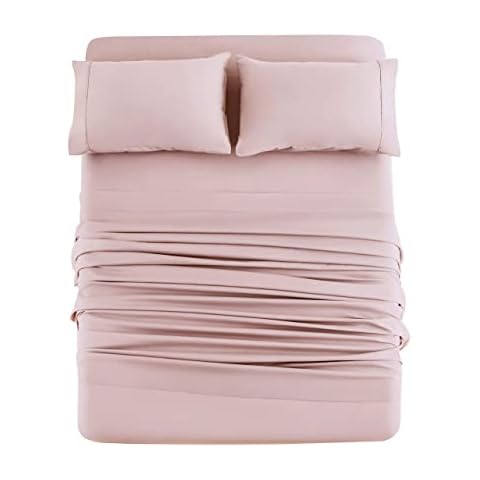 Mohap Bed Sheet Set 4 Pieces Double Brushed Microfiber 1800 - Breathable All Season Luxury Soft Bedding - Queen Pink Cover