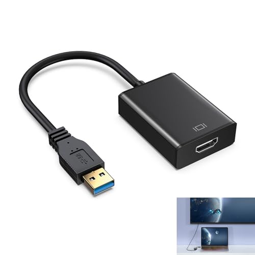USB auf HDMI Adapter Geh&auml;use | USB zu HDMI Konverter Grafik Audio Video Konverter f&uuml;r Laptop PC Monitor Beamer HDTV | 1080P Weiblich Kabel Full HD 3D | Kompatibel mit Windows 7/8/8.1/10 und Mac OS