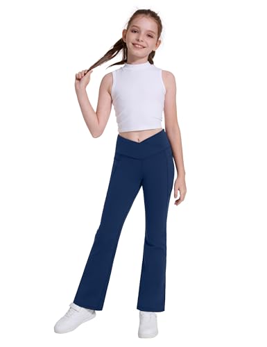 Desol Calça legging feminina forrada de lã com bolsos cruzados cintura alta para ioga para o inverno