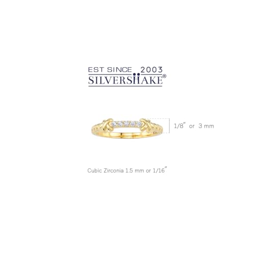 Silvershake White Gold Plated or Yellow Gold Plated 925 Sterling Silver Minimalist Love Knot Rope Promise Stackable Gemstone Ring Jewelry for Women3