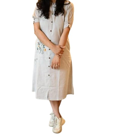 Chitra Creation Women’s Cotton Flex Solid Straight Dress – Short Sleeve, Calf Length, Boat Neck, Casual & Comfortable-picture-12