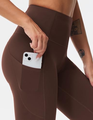 Image of THE GYM PEOPLE Thick High Waist Yoga Pants with Pockets, Tummy Control Workout Running Yoga Leggings for Women