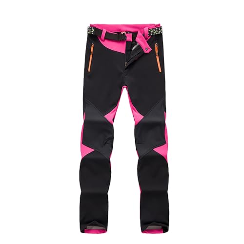 MODSGUE Pantalones de invierno forrados para hombre, impermeables, cortavientos, transpirables, cálidos, gruesos, de softshell, funcionales, para trekking, senderismo, para otoño e invierno, Rosa