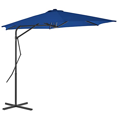 Parasol de jardin bleu 300x230 cm avec mât en acier CLSDRZC résistant aux UV