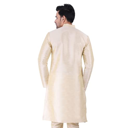Image of Sadree Men's Silk Blend, Knee Length, Full Sleeve, Mandrin Collor, Solid Style, Attractive Colour, Solid Plain Kurtas