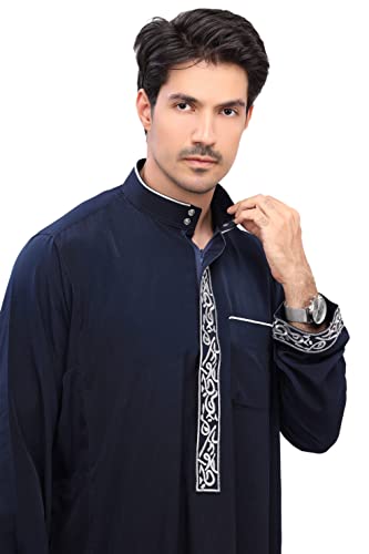 Men Arabic Long Sleeve Pure Color Thobe Kaftan Robe for weddings and Eid thoubs4