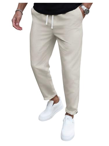 SOLY HUX Men's Casual Pants Drawstring Elastic Waist Work Trousers with Pockets