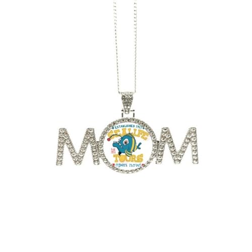 Collier poisson bleu jaune avec illustration poétique pour femme