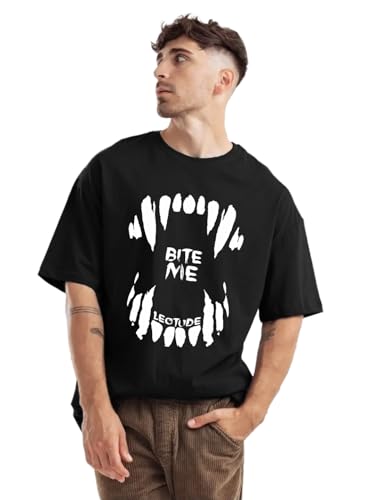 Image of TROND️ Premium Men's 100% Cotton Oversized Half Sleeve Printed Branded T-Shirt (Color Black)