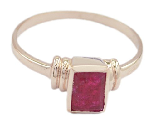 Bague rubis rouge indien RIYO en argent 925 doré rose