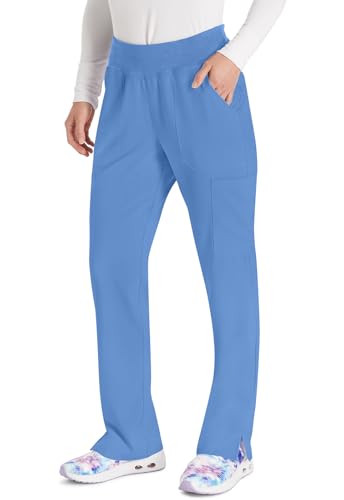 Dickies Women's Scrub Pants Natural Rise Tapered Leg Pull-On Bottoms with 7 Pockets and Knit Waistband DK005, L, Ciel - image 4