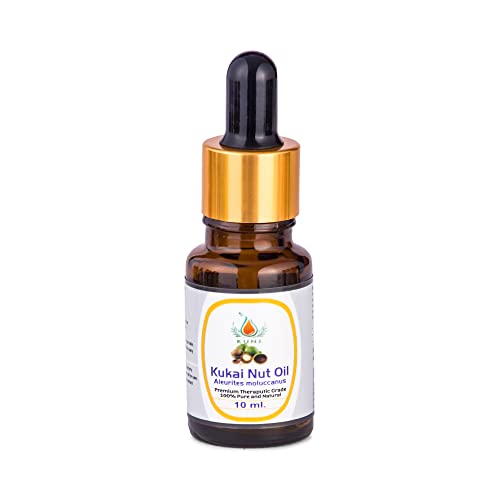 Image of KUNJ Kukui Nut Oil (Aleurites moluccanus) 10ML - 100% Pure & Natural, Cold Pressed, Undiluted - Therapeutic Grade Carrier Oil for Skin Care, Hair Nourishment & Hydration