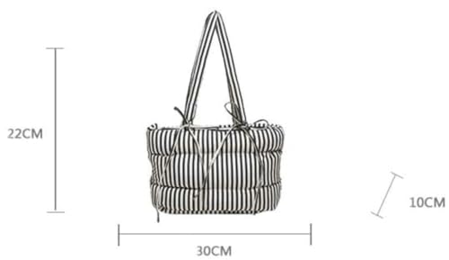 Sweet Stripe Bow Tie Winter Tote Bag Large Capacity Underarm Bags Outside Trip Work Shoulder Bag for Women 20252