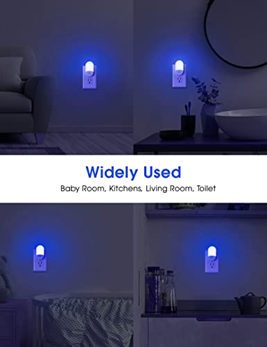 Image of L LOHAS LED Blue Night Light, Night Lights Plug into Wall[2 Pack], 0.6W LED | Nightlight, Dusk to Dawn Sensor, 30 /60LM Adjustable Brightness, Automatic Night Light for Kid, Bathroom, Nursery, Hallway