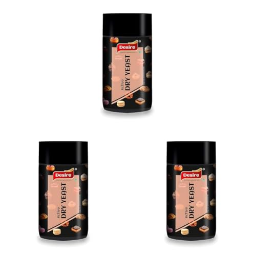 Image of Desire Baker's Active Dry Yeast 75 Grams | Perfect for Bread, Pizza Dough, Cakes & More | Instant Dry Yeast (Pack of 3)