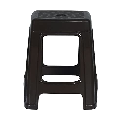 Image of Nilkamal STL28 Strong and Durable Plastic Seating Stool for Home | Bedroom | Bathroom | Kitchen | Living Room | Office | Adult Stool with high Load Capacity (Season Rust Brown)