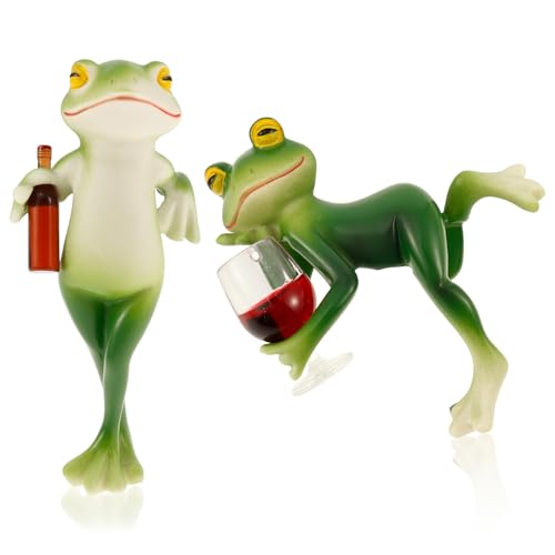 SUPPUIMNT Set di 2 rane da appendere, decorazione da giardino per esterni, rana, decorazione da giardino, animali galleggianti, rana, statua, resina impermeabile, decorazione per balcone, casa