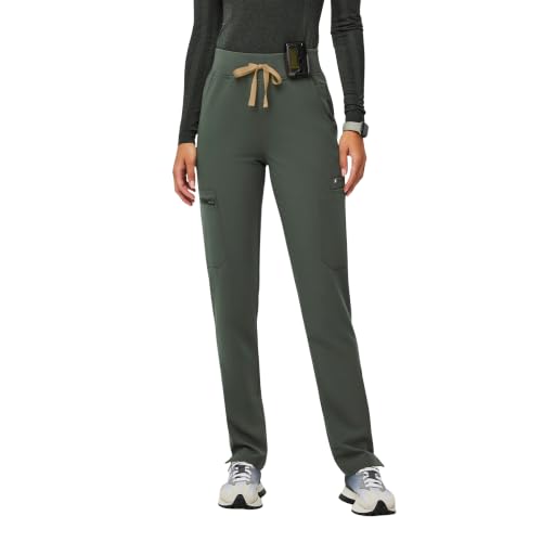 Image of FIGS YOLA High Waisted Skinny Scrub Pants for Women - 11 Pockets, 4-Way Stretch, Yoga Waistband