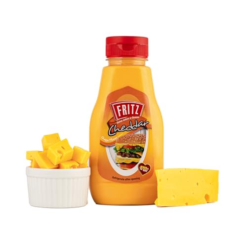 FRITZ Cheddar Cheese Sauce (240g) - Especially ideal for Hot Dogs Hamburgers Sandwiches Mac & Cheese Nachos and Veggies - Delicious for Dips.