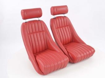 Siege baquet Set Classic 2 similicuir rouge avec repose-tete