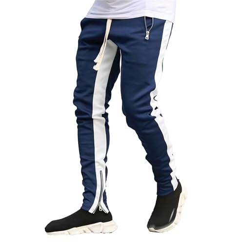 Mens Athletic Track Pants Ankle Zipper Slim Fit Jogger Sweatpants Casual Workout Running Bottom with Pockets