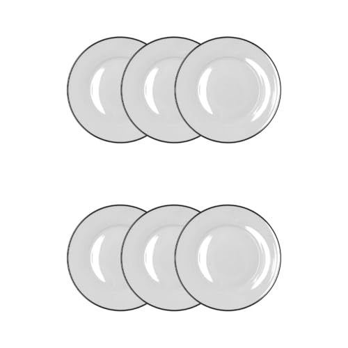 Bidasoa Glacial Filo Set 6 Platos Postre Porcelana 19cm Porcelana Apto Microondas Apto Frigorífico Apilable