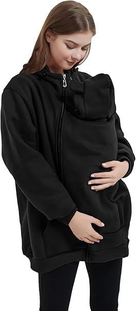 Bocianelli Women Fleece Zip Up Maternity Wearing Winter Coat Thicken Pullover Sweatshirt Hoodie Jacket for Women - Image 2