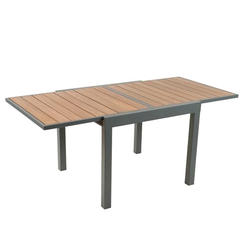 CONCEPT USINE | Table de Jardin Extensible 8 Places NIDO Noir en Aluminium et Bois | 180 cm | Grande Table Repas Extérieure | Mobilier Jardin Terrasse Piscine...