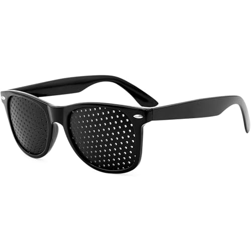 Grenhaven Gafas Estenopeicas Reticulares para Mejorar la Vista, Gafas Perforadas para Entrenamiento de Ojos y Relajación, Unisex, Negro