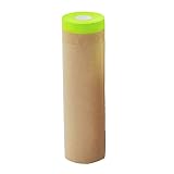 AZH Pre-Taped Masking Paper 18in x 50Ft Masking Paper with Adhesive for Painting, Tape and Drape Paint Adhesive Protective Paper Roll for Automotive Furniture Wall Protection