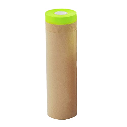 AZH Pre-Taped Masking Paper 18in x 50Ft Masking Paper with Adhesive for Painting, Tape and Drape Paint Adhesive Protective Paper Roll for Automotive Furniture Wall Protection