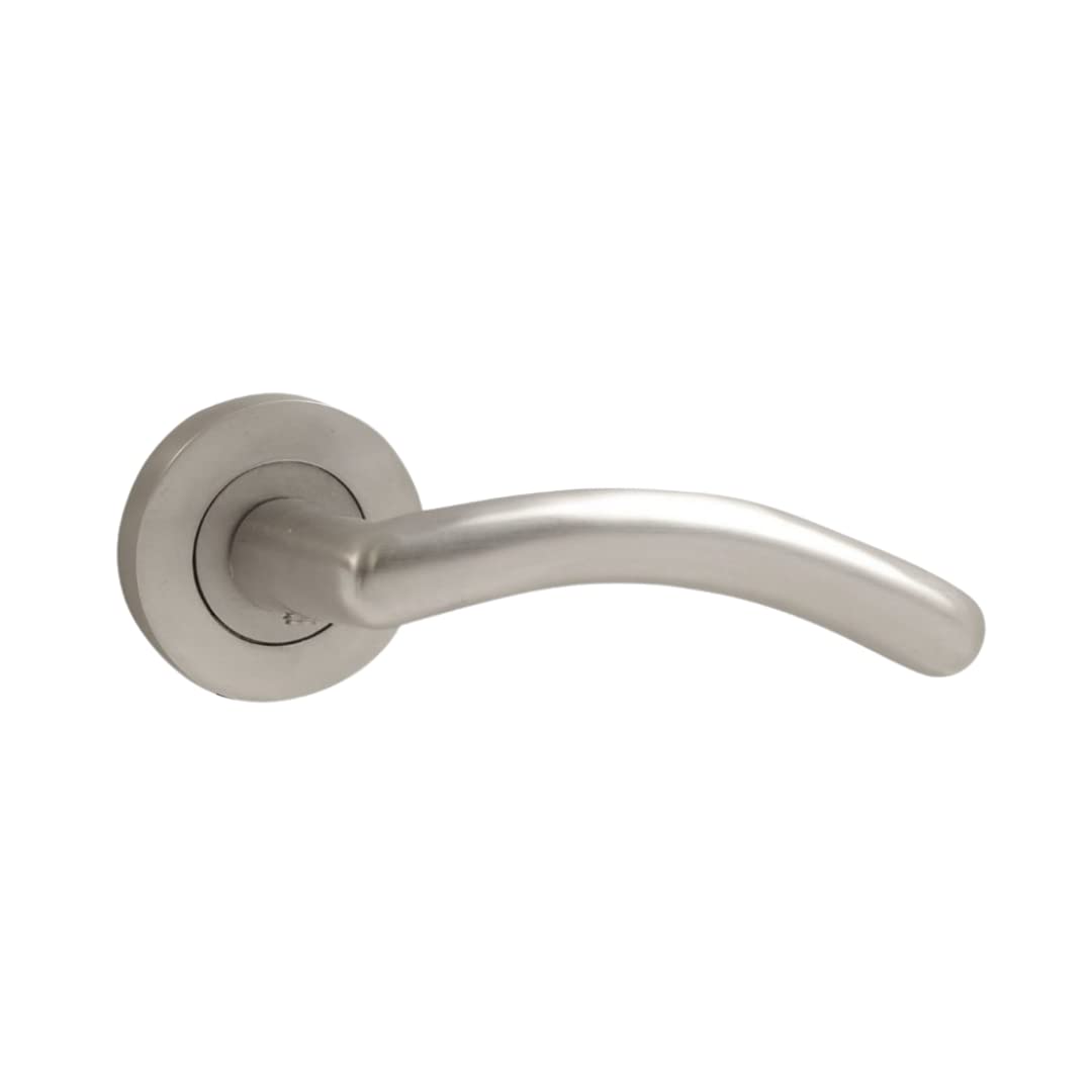 Vibe Meridian Lever Door Handle on Satin Chrome Door Handle Lever on Satin Chrome Rose for Internal Doors