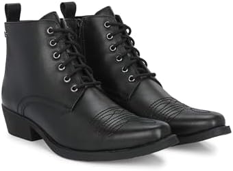 Delize Men’s Vegan Leather, Cuban Heeled, Cowboy Ankle Derby Boots 63658