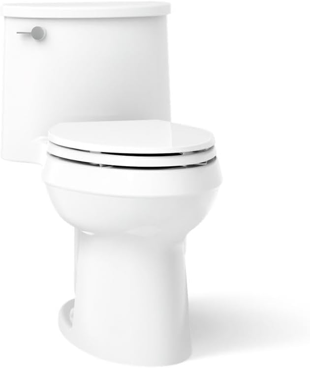 KOHLER Adair Comfort Height one-piece elongated 1.28 gpf toilet with Class Five flushing technology and left-hand trip lever, White