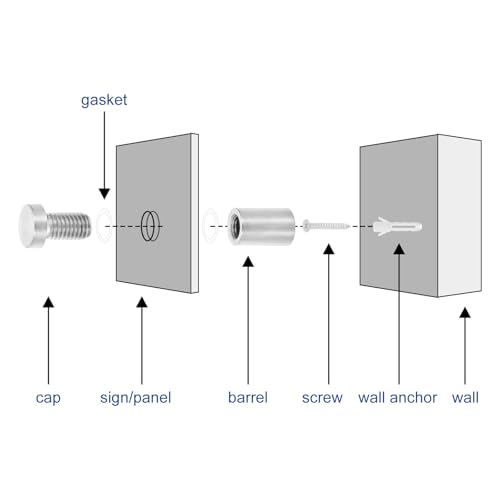 Image of uxcell 8 Pcs Standoff Screws, 1 inch x 1 inch Stainless Steel Advertising Screws Wall Standoff Mounts Hardware for Acrylic Picture Frame Glass Signs Hanging, Silver