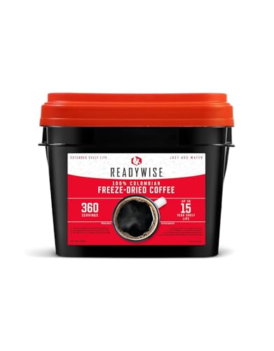 ReadyWise, 360 raciones, cubo de café, liofilizado, Hasta 15 Años de Vida Útil, comida de emergencia