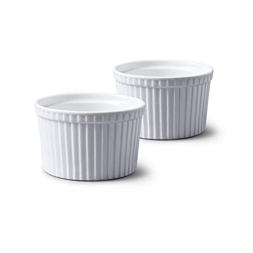 WM Bartleet & Sons 1750 TSET44 Set of 2 Traditional Porcelain Deep Ramekins 10cm Diameter– White