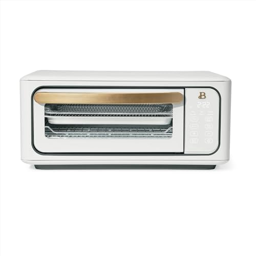 Beautiful Infrared Air Fryer Toaster Oven 9-Slice 1800W with Digital Convection and 10 Cooking Functions (White)