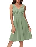 GRACE KARIN Women's V-Neck A-line Bridesmaids Dress Knee Length Size L Light Green