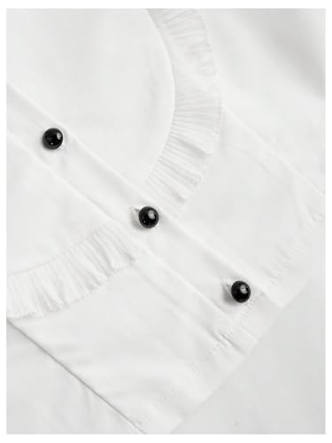 Verdusa Girl's Y2k Cinched Crop Blouse Tie Front Puff Sleeve Ruffle Button Down Collar Shirts4