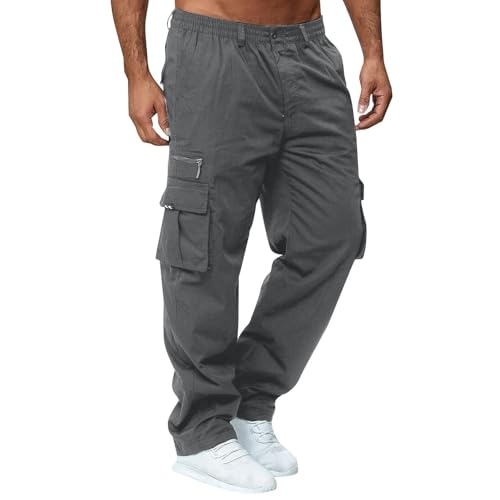 Mens Outdoor Cargo Pants Lightweight Hiking Jogger Classic Fit Multi Pockets