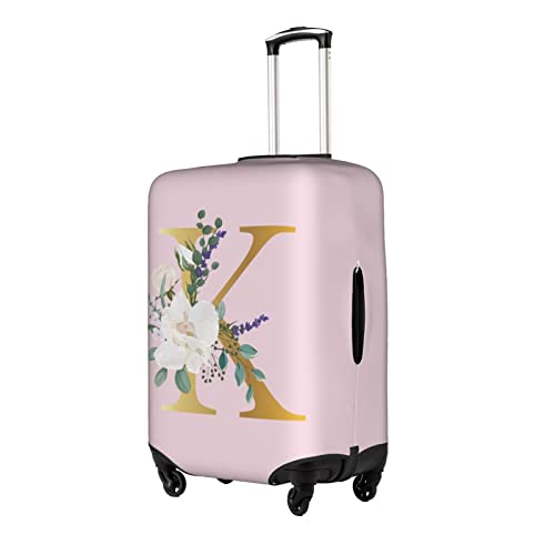 Flower Lette K Pink Luggage Cover Elastic Washable Stretch Suitcase Protector Anti-Scratch Travel Suitcase Cover for Kid and Adult L (25-28 inch suitcase)2