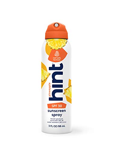 Hint Sunscreen Pineapple, SPF 30, 3 Fl Oz, Oxybenzone Free, Paraben Free, Reef Safe Formula, Compressed Air Spray-on Sunscreen, Water Resistant, Pineapple Scented