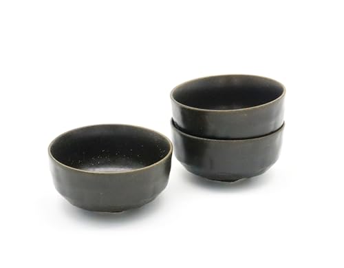 美濃焼 和風カフェシリーズ 新古代 小鉢 小 天目 3点組(サイズ:H4.3×W8.8×D8.8cm)